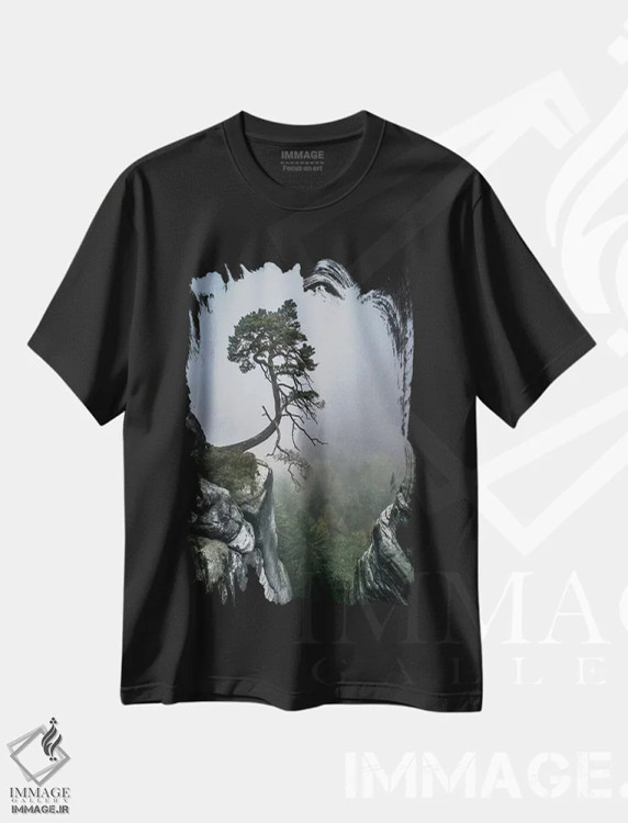 تیشرت مشکی طرح دار "برخلاف احتمالات"، عکاسی هنری فاخر اثر آندریاس وونیش | فروشگاه ایماژ