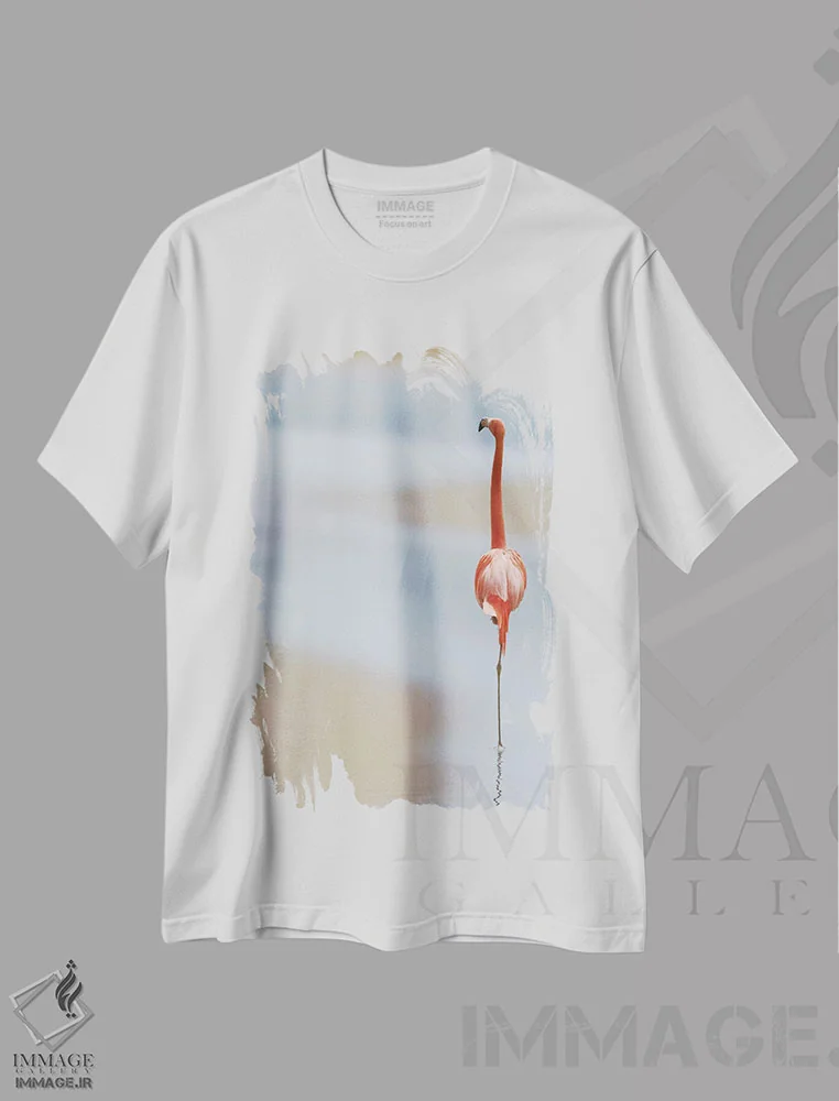 تیشرت سفید طرح دار "من"، دکور ساحلی اثر آنا چرزنیس | فروشگاه ایماژ