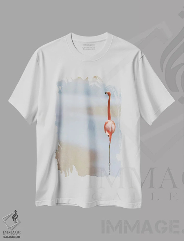 تیشرت سفید طرح دار "من"، دکور ساحلی اثر آنا چرزنیس | فروشگاه ایماژ