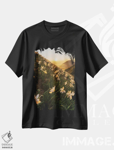 تیشرت مشکی طرح دار نرگس ها، مدیوم اثر آلس کریوتس | فروشگاه ایماژ