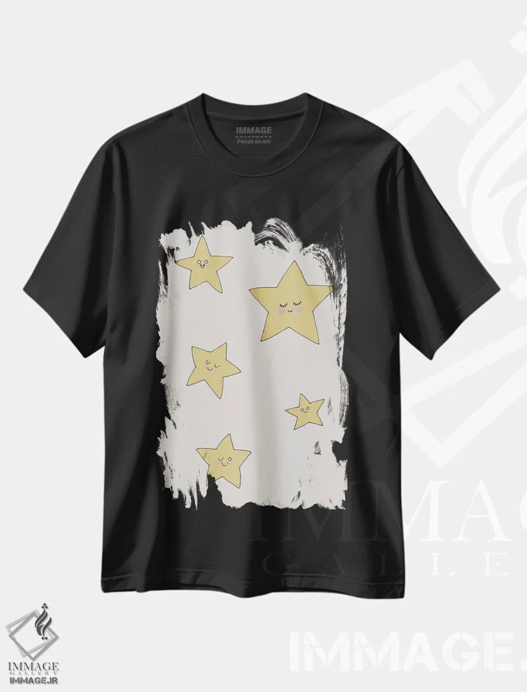 تیشرت مشکی طرح دار ستارگان، تزئینی اثر استودیو ۱ایکس ۲ | فروشگاه ایماژ