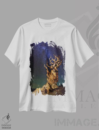 تیشرت سفید طرح دار کاج بریستلکون، مدیوم اثر تانیا غیراردینی | فروشگاه ایماژ