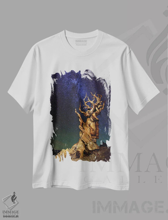 تیشرت سفید طرح دار کاج بریستلکون، مدیوم اثر تانیا غیراردینی | فروشگاه ایماژ
