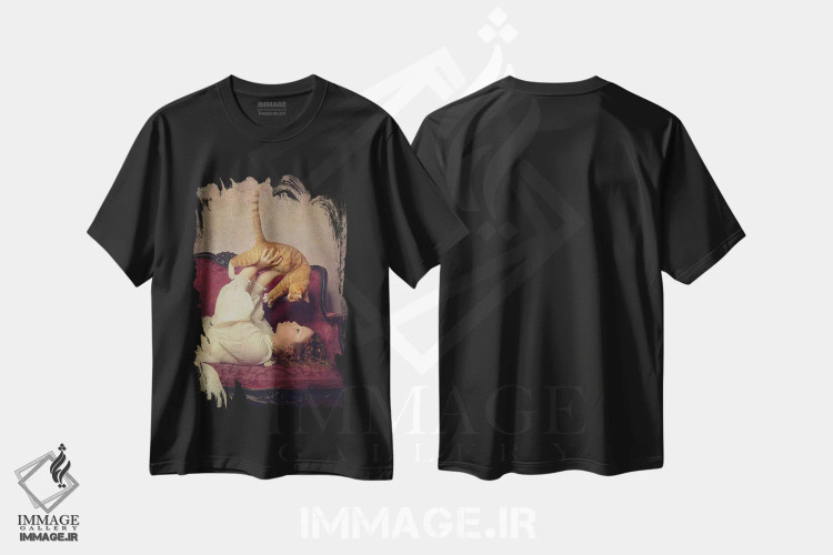 تیشرت مشکی طرح دار عاشق گربه، مدیوم اثر مونیکا وانهرکه | immage.ir