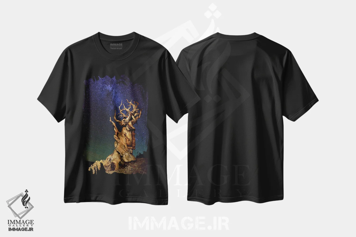 تیشرت مشکی طرح دار کاج بریستلکون، مدیوم اثر تانیا غیراردینی | immage.ir