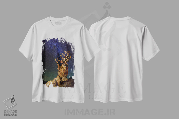 تیشرت سفید طرح دار کاج بریستلکون، مدیوم اثر تانیا غیراردینی | فروشگاه ایماژ