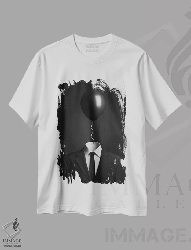 تیشرت سفید طرح دار افکار، عکاسی سیاه و سفید اثر الکس مالیکوف | فروشگاه ایماژ