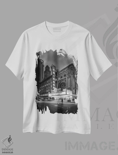تیشرت سفید طرح دار ترک کردن تئاتر، مدیوم اثر کریستوفر بادنی | فروشگاه ایماژ