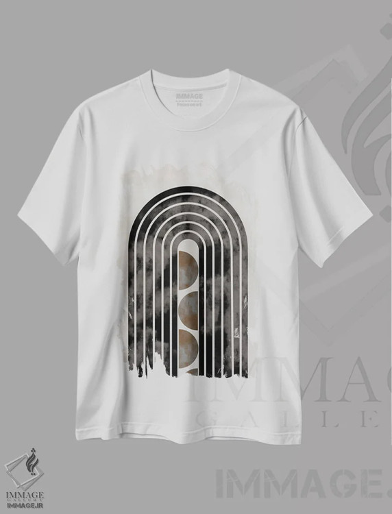 تیشرت سفید طرح دار کپسول قوسی ۰۰۱ اثر استودیو ۱ایکس ۲ | immage.ir