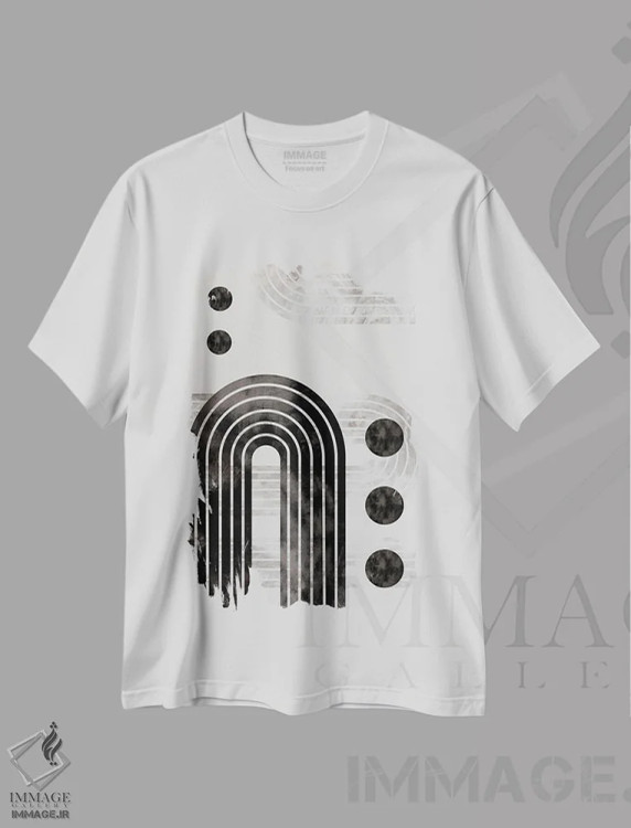 تیشرت سفید طرح دار کپسول قوسی ۰۰۲ اثر استودیو ۱ایکس ۲ | فروشگاه ایماژ