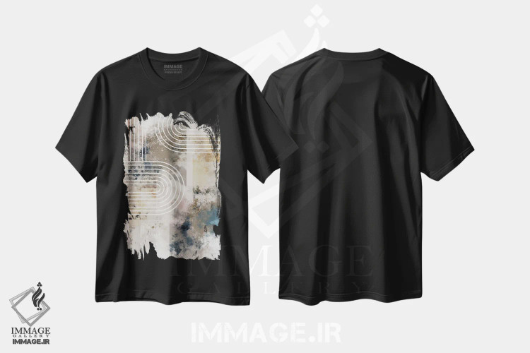 تیشرت مشکی طرح دار پاشیدن قوس ها اثر استودیو ۱ایکس ۲ | فروشگاه ایماژ