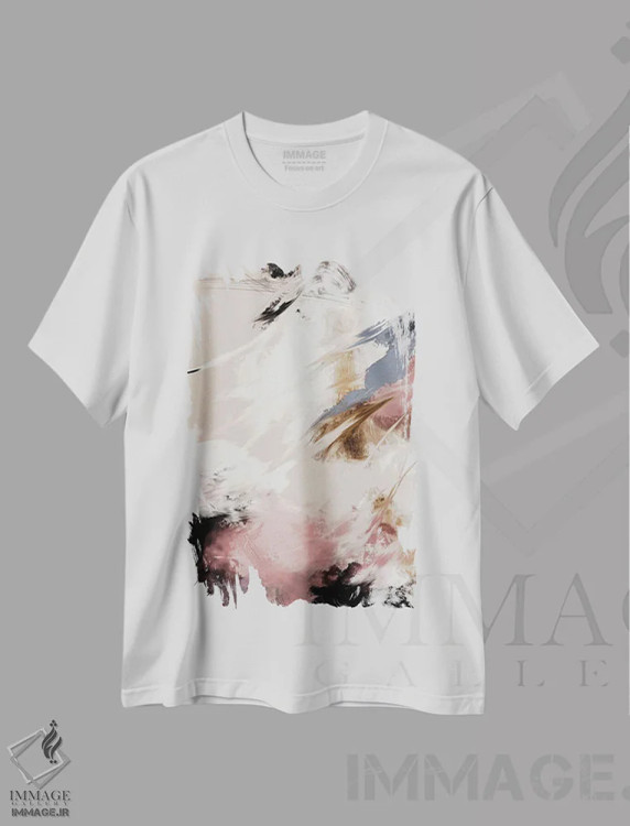تیشرت سفید طرح دار ابرهای پاشیده اثر استودیو ۱ایکس ۲ | immage.ir