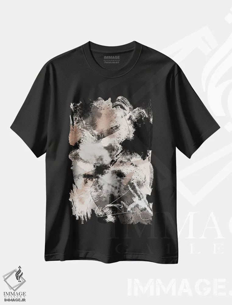 تیشرت مشکی طرح دار طوفان پاشیده اثر استودیو ۱ایکس ۲ | immage.ir