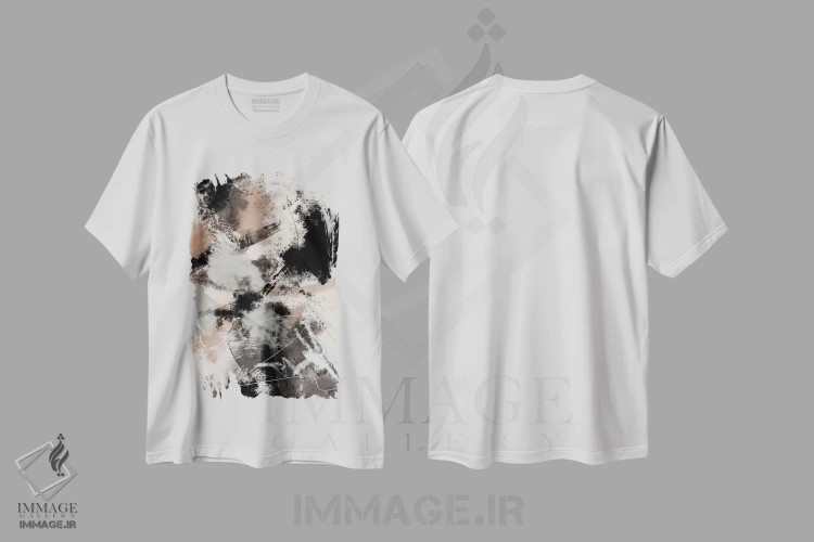 تیشرت سفید طرح دار طوفان پاشیده اثر استودیو ۱ایکس ۲ | فروشگاه ایماژ