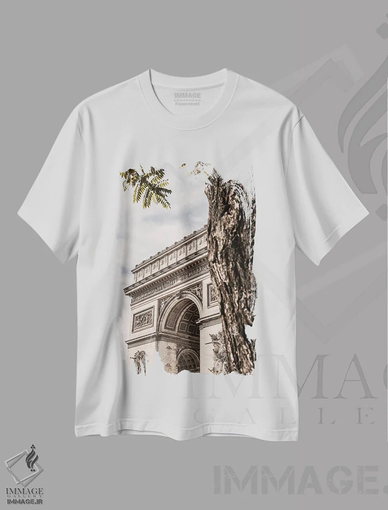 تیشرت سفید طرح دار طاق پیروزی پاریس، مدیوم اثر استودیو ۱ایکس ۳ | immage.ir