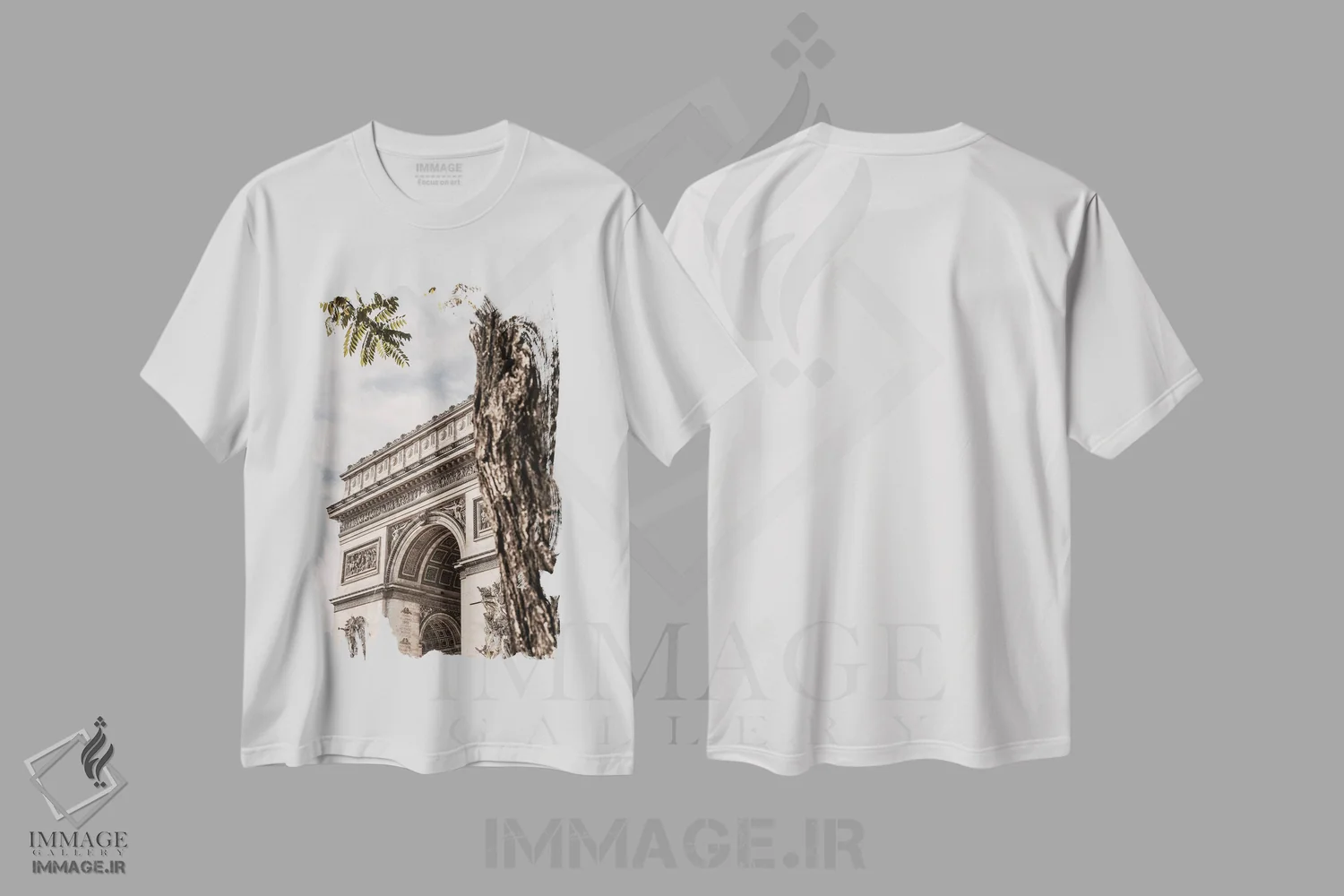 تیشرت سفید طرح دار طاق پیروزی پاریس، مدیوم اثر استودیو ۱ایکس ۳ | immage.ir