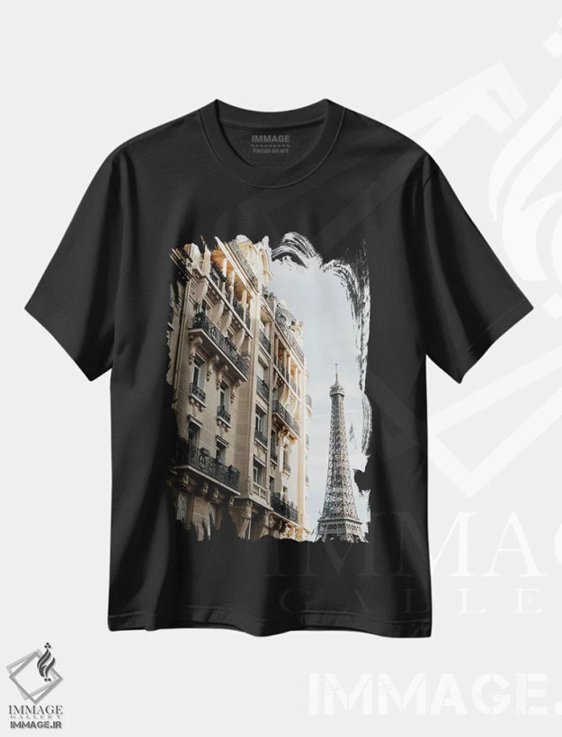 تیشرت مشکی طرح دار برج ایفل، مدیوم اثر استودیو ۱ایکس ۳ | فروشگاه ایماژ