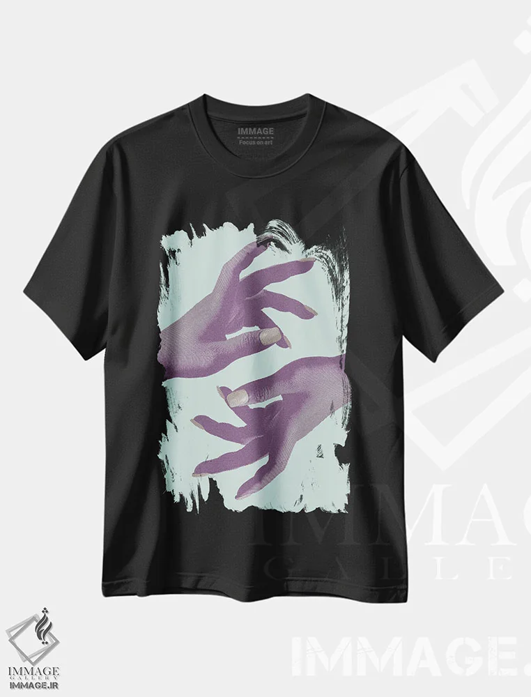 تیشرت مشکی طرح دار دست یابی شماره ۰۲، هنر دیجیتال اثر استودیو ۱ایکس ۳ | فروشگاه ایماژ