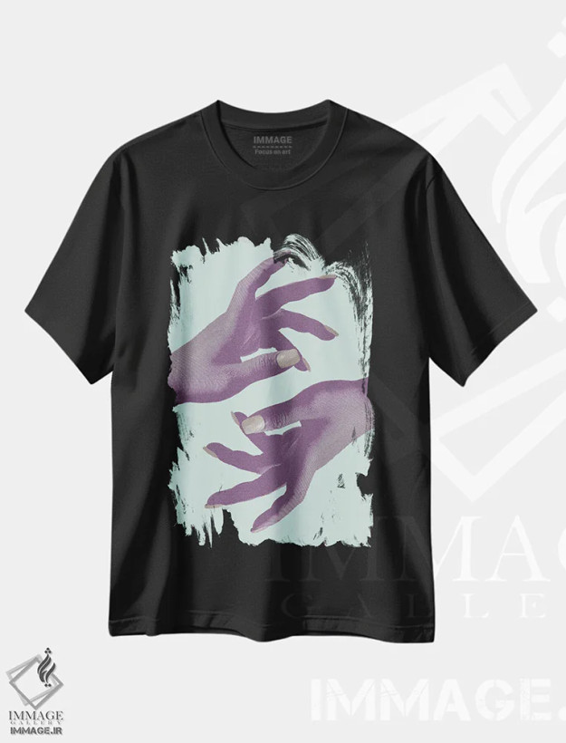 تیشرت مشکی طرح دار دست یابی شماره ۰۲، هنر دیجیتال اثر استودیو ۱ایکس ۳ | فروشگاه ایماژ