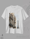 تیشرت سفید طرح دار برج ایفل، مدیوم اثر استودیو ۱ایکس ۳ | immage.ir