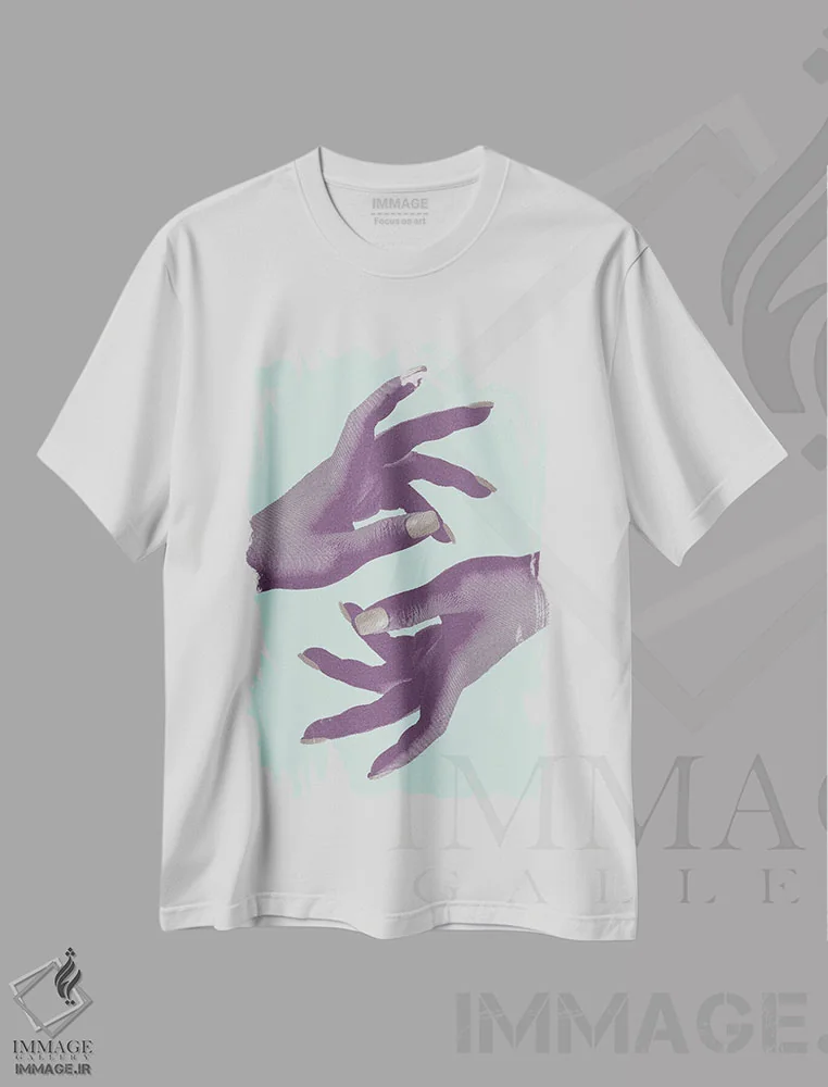 تیشرت سفید طرح دار دست یابی شماره ۰۲، هنر دیجیتال اثر استودیو ۱ایکس ۳ | immage.ir