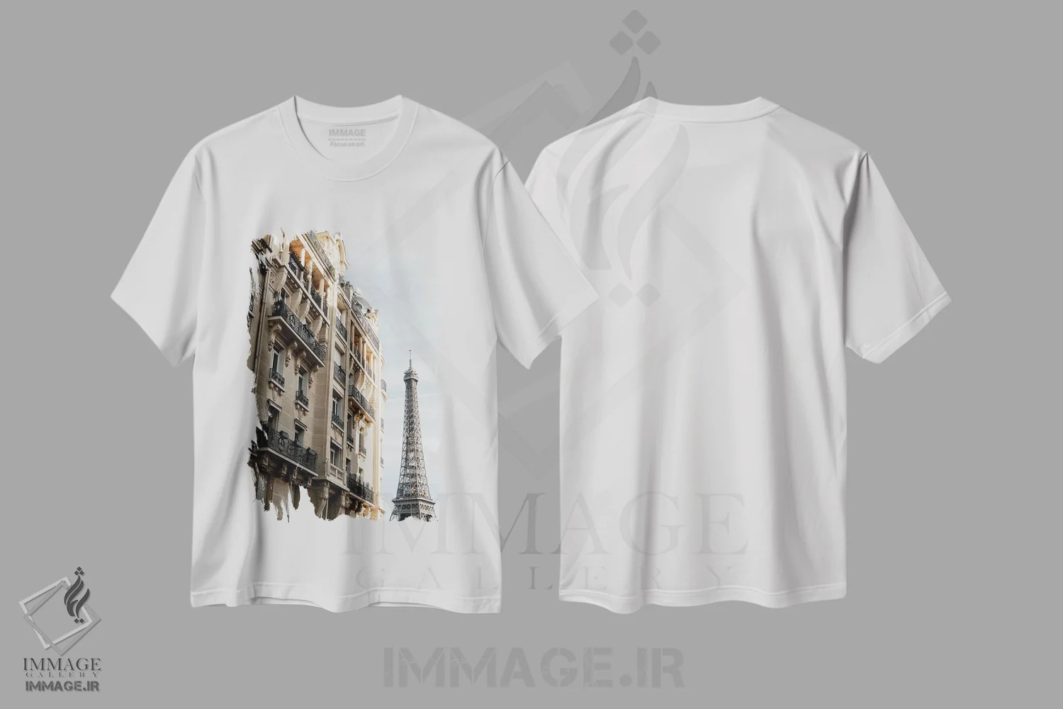 تیشرت سفید طرح دار برج ایفل، مدیوم اثر استودیو ۱ایکس ۳ | immage.ir