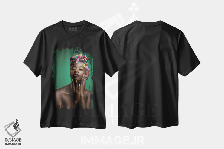 تیشرت مشکی طرح دار آلیسیا، مدیوم اثر کریستین کورز | immage.ir