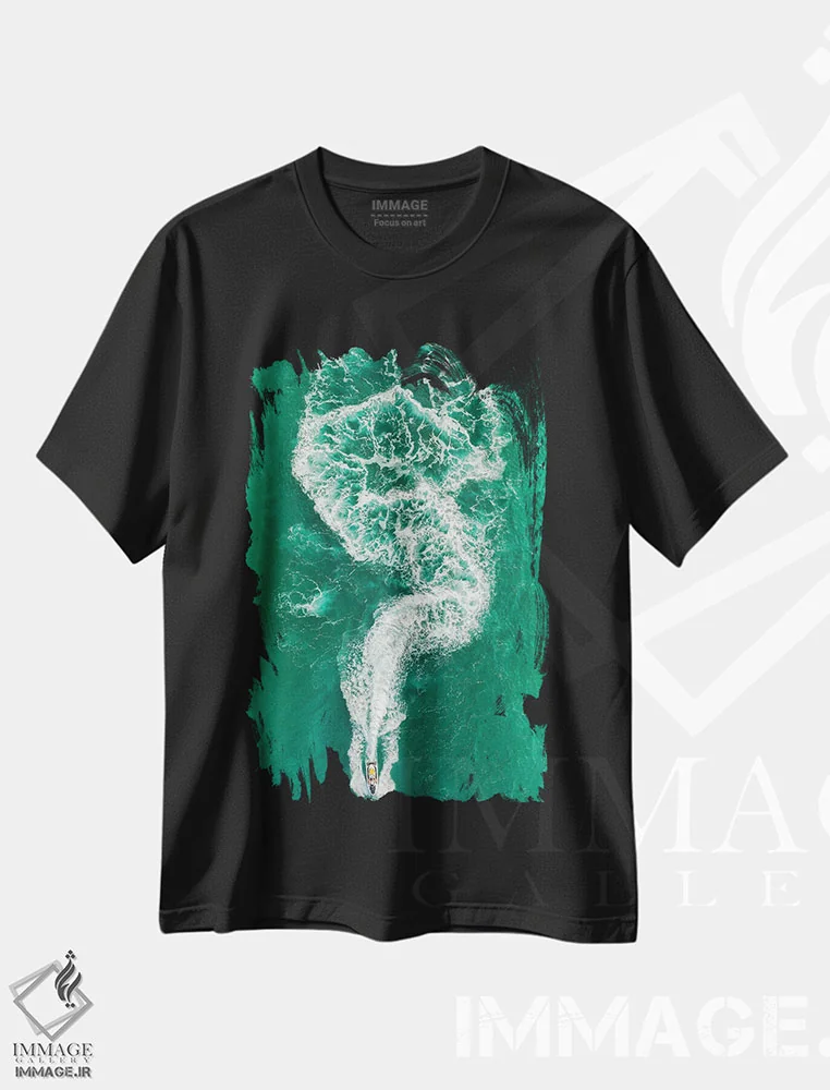 تیشرت مشکی طرح دار سفر کف آلود، مدیوم اثر ایدو میروویچ | فروشگاه ایماژ