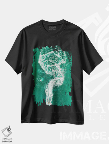 تیشرت مشکی طرح دار سفر کف آلود، مدیوم اثر ایدو میروویچ | فروشگاه ایماژ