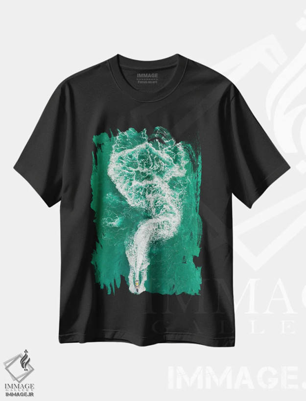 تیشرت مشکی طرح دار سفر کف آلود، مدیوم اثر ایدو میروویچ | فروشگاه ایماژ