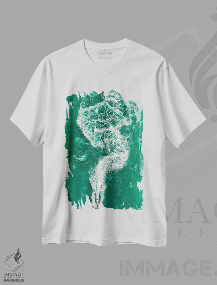 تیشرت سفید طرح دار سفر کف آلود، مدیوم اثر ایدو میروویچ | immage.ir
