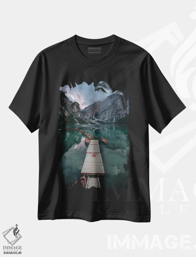 تیشرت مشکی طرح دار انعکاس های برایس، مدیوم اثر مارکو تالیارینو | فروشگاه ایماژ