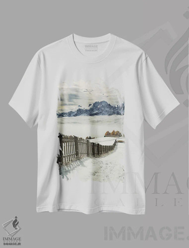 تیشرت سفید طرح دار عناصر رنگی، مدیوم اثر سواپنیل | فروشگاه ایماژ