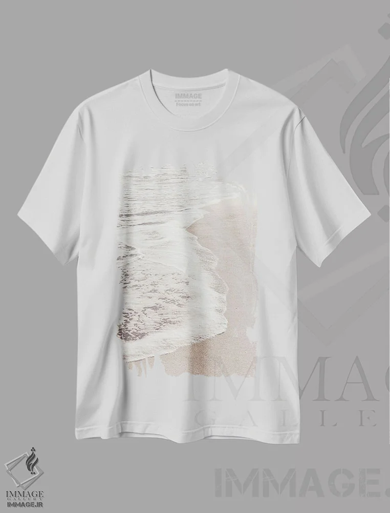 تیشرت سفید طرح دار ساحل شماره ۶، مدیوم اثر استودیو ۱ایکس ۳ | فروشگاه ایماژ