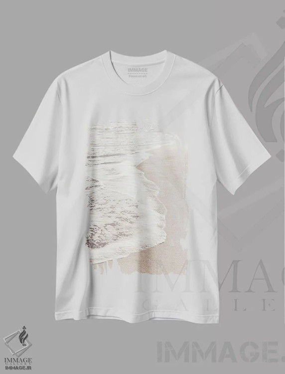 تیشرت سفید طرح دار ساحل شماره ۶، مدیوم اثر استودیو ۱ایکس ۳ | فروشگاه ایماژ