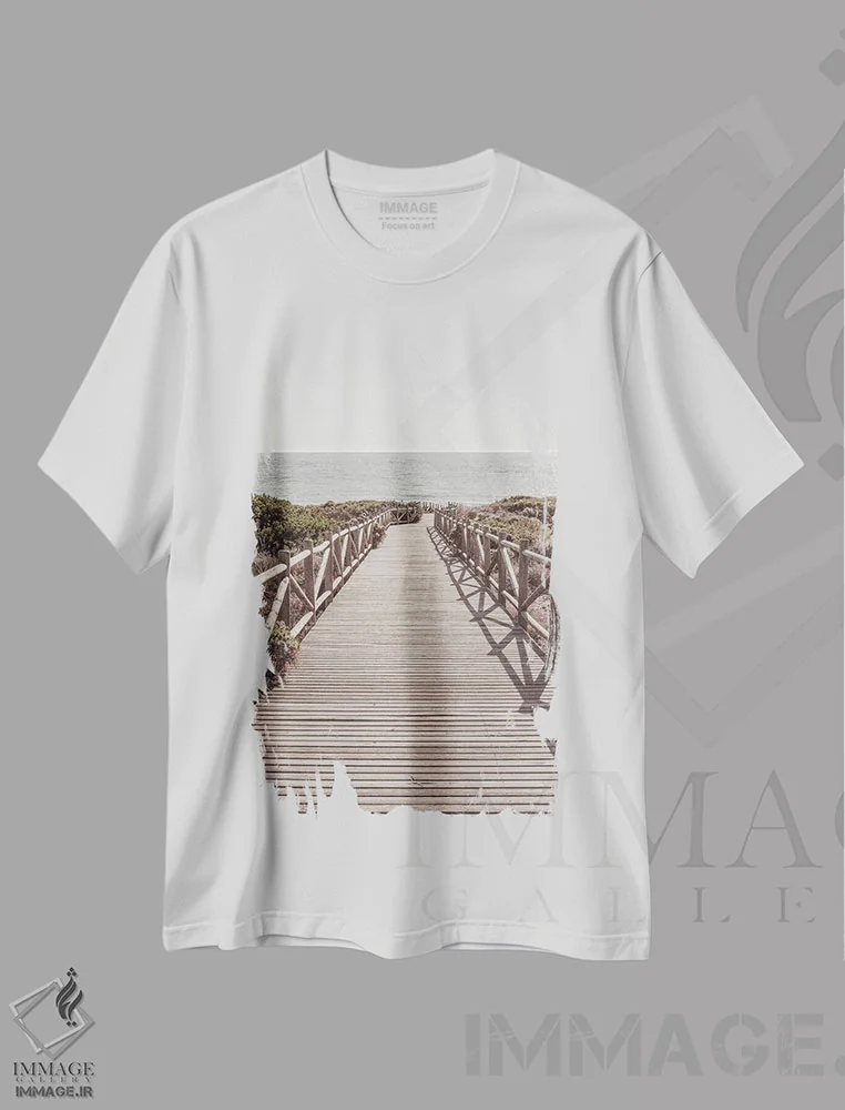 تیشرت سفید طرح دار ساحل شماره ۳، مدیوم اثر استودیو ۱ایکس ۳ | immage.ir