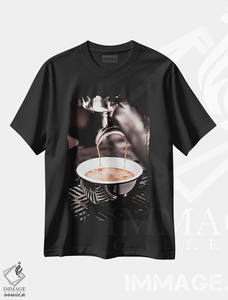 تیشرت مشکی طرح دار قهوه شماره ۵، مدیوم اثر استودیو ۱ایکس ۳ | فروشگاه ایماژ