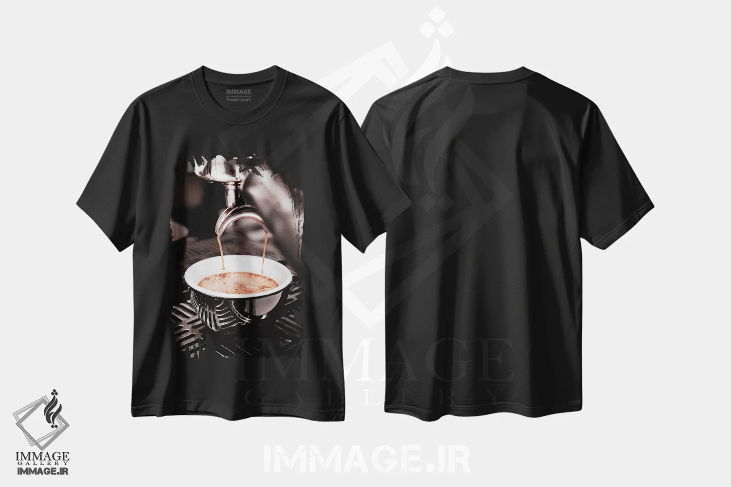 تیشرت مشکی طرح دار قهوه شماره ۵، مدیوم اثر استودیو ۱ایکس ۳ | فروشگاه ایماژ
