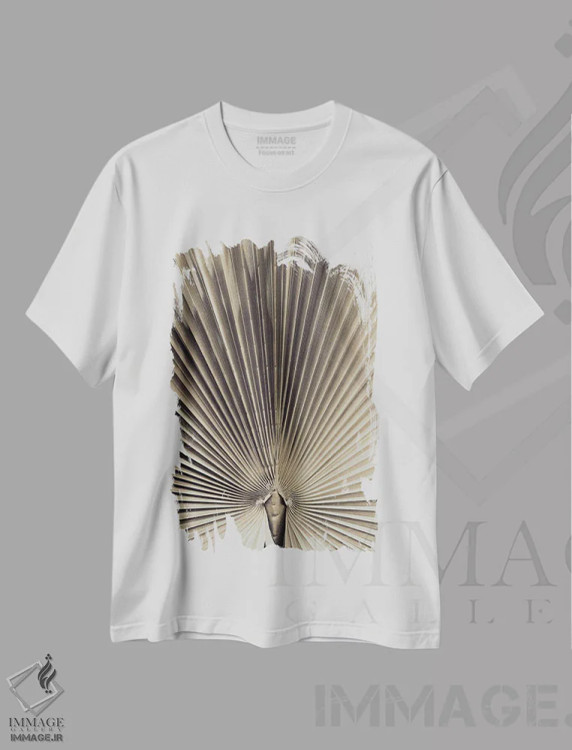 تیشرت سفید طرح دار برگ نخل شماره ۱، مدیوم اثر استودیو ۱ایکس ۳ | immage.ir