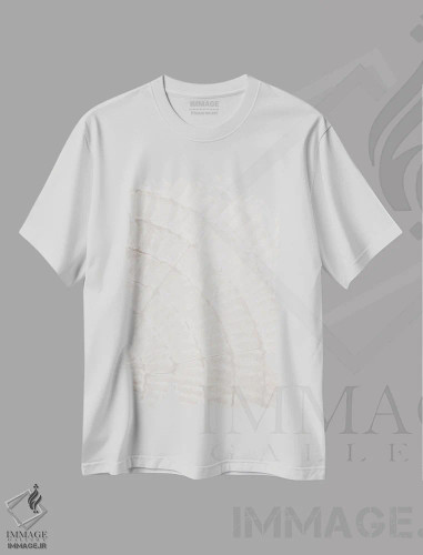 تیشرت سفید طرح دار الگوی صفحه بژ شماره ۲ اثر استودیو ۱ایکس ۳ | فروشگاه ایماژ
