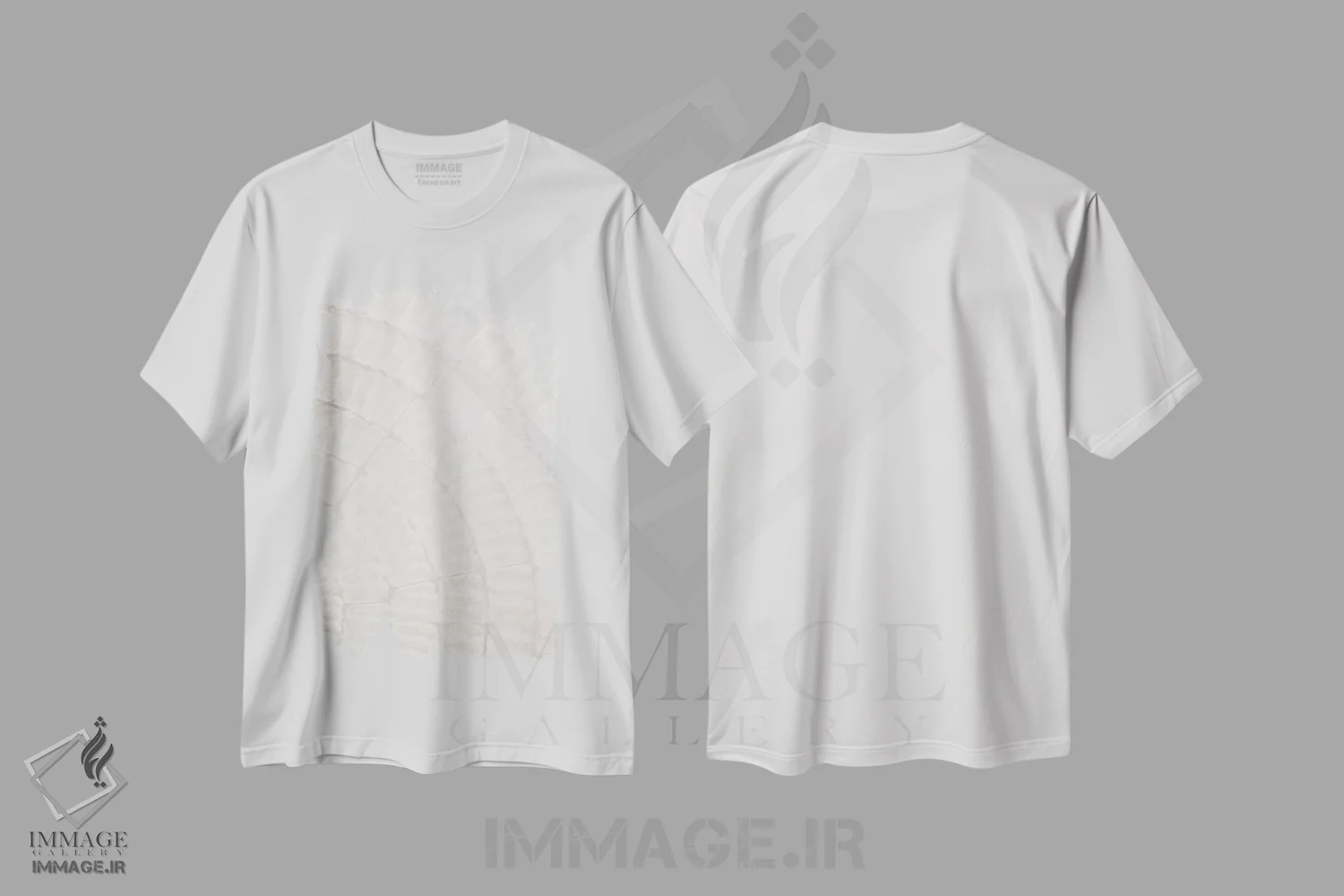 تیشرت سفید طرح دار الگوی صفحه بژ شماره ۲ اثر استودیو ۱ایکس ۳ | فروشگاه ایماژ