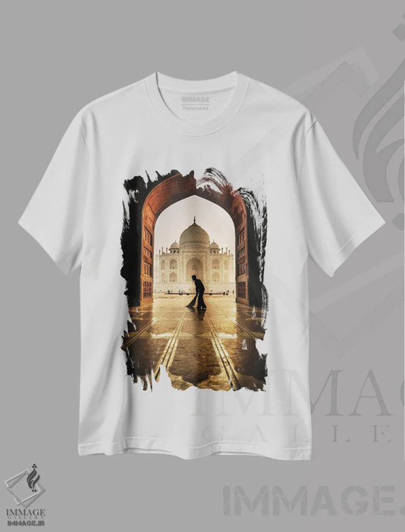 تیشرت سفید طرح دار نظافت چی تاج محل، دکور آسیایی اثر پاوال استراناک | immage.ir