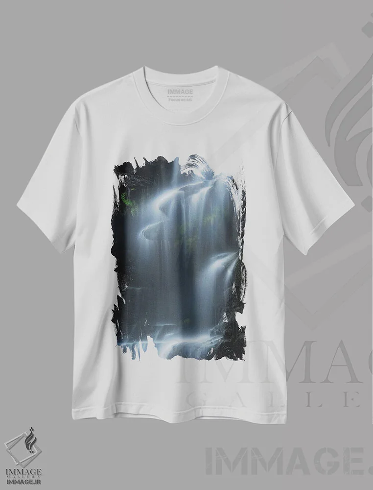 تیشرت سفید طرح دار آبشار سیلویا، مدیوم اثر یان ژانگ | immage.ir