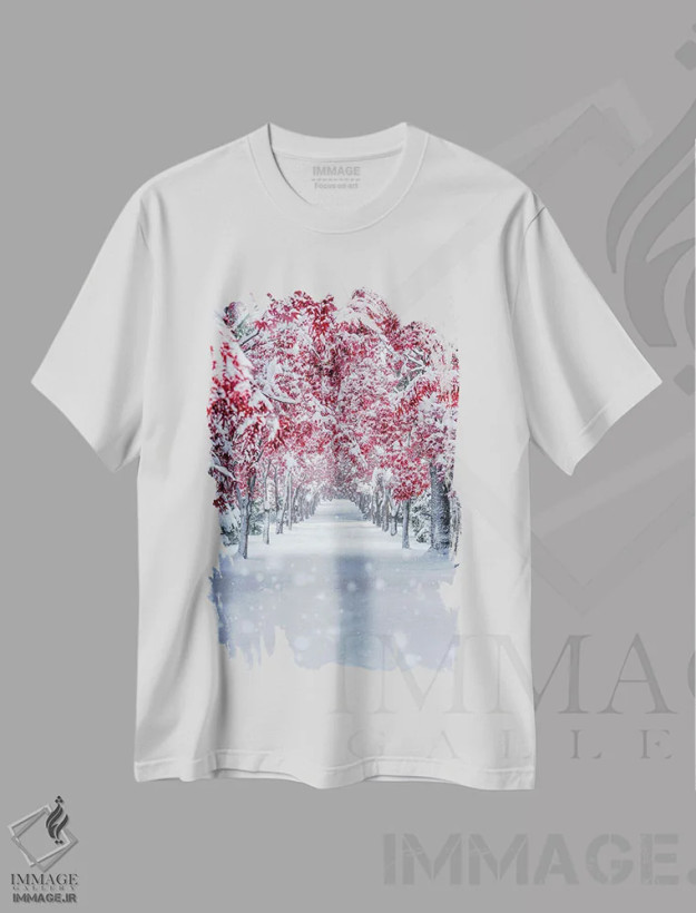 تیشرت سفید طرح دار افرا برفی، مدیوم اثر یوسی ناگاهاتا | فروشگاه ایماژ