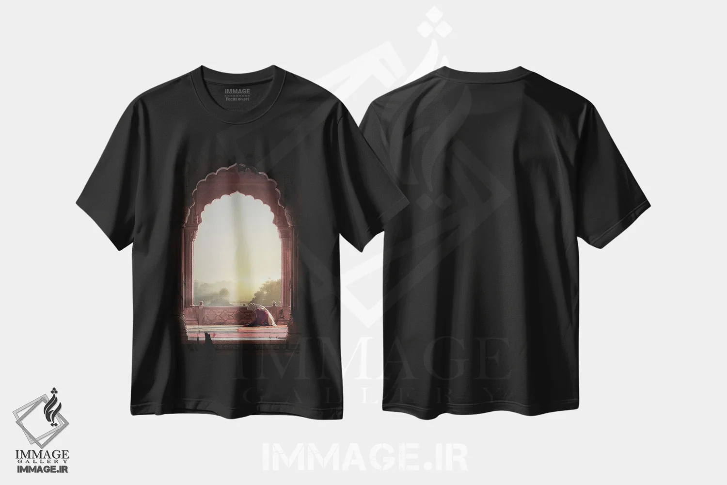 تیشرت مشکی طرح دار نماز، مدیوم اثر نداو جوناس | فروشگاه ایماژ
