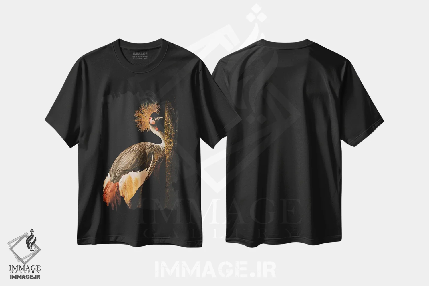 تیشرت مشکی طرح دار کرانۀ تاج خاکستری، مدیوم اثر جَلسی | immage.ir