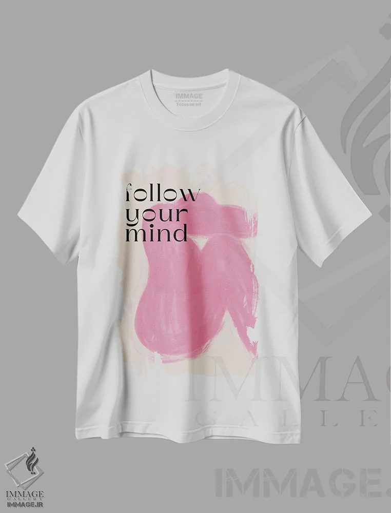 تیشرت سفید طرح دار زن صورتی، تزئینی اثر آن-ماری وولفووا | فروشگاه ایماژ
