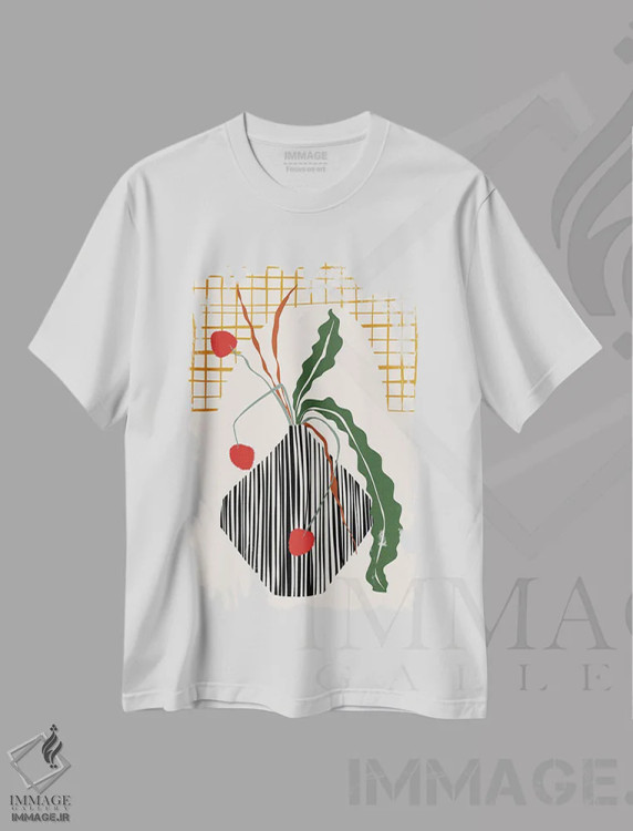 تیشرت سفید طرح دار نور ایکبانای میانه قرن، تزئینی اثر آنیـک | فروشگاه ایماژ