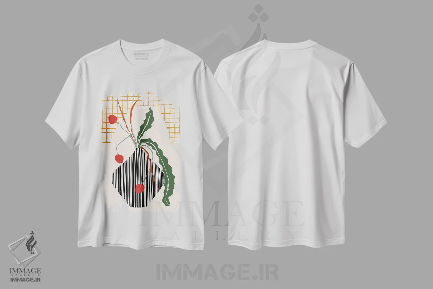 تیشرت سفید طرح دار نور ایکبانای میانه قرن، تزئینی اثر آنیـک | فروشگاه ایماژ