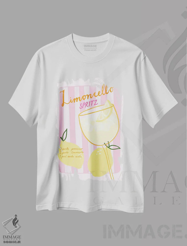 تیشرت سفید طرح دار اثر بدون عنوان ۲۰، تزئینی اثر آتن فرِتش | فروشگاه ایماژ